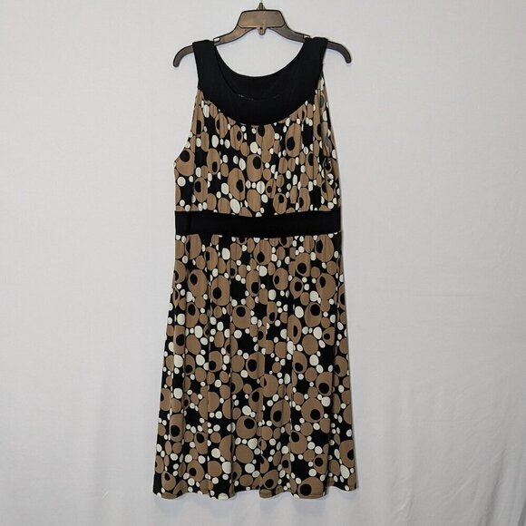 Donutz, Inc. Dresses & Skirts - DONUTZ, Inc. Black/Brown Dots, Sleeveless Gathered Sheath Dress; Size 18W